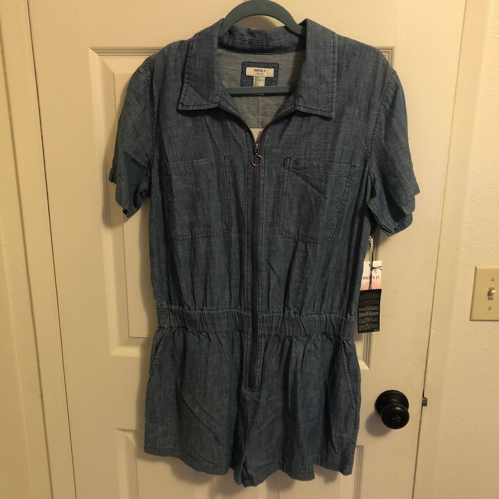Zip Up Denim looking romper